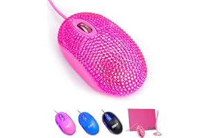 SOONGO USB Optical Wired Mini Computer Mouse for Latpot Mice with Pink Crystal Bling Rhinestone Funny Personalised Gift for Kids and Teen Girl Birthday Gift by