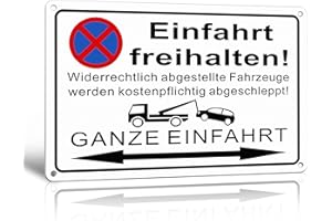 ‎TAKULA TAKULA Einfahrt Freihalten Schilder Ausfahrt Freihalten Schild(30 * 20CM Aluminium),Ein und Ausfahrt Freihalten Schild Parken Verboten