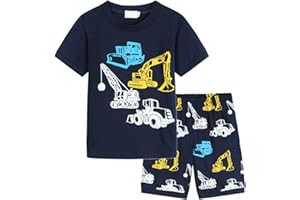 Spritumn-Home Ensembles de Pyjama Enfant Garçon 1-8 Ans Ete T-Shirt Manche Courte + Shorts Imprimé Dinosaure Garçon Tenues de Nuit