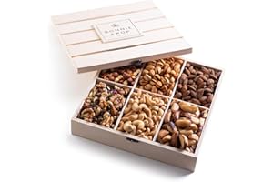 BONNIE AND POP Nut Gift Hamper in Reusable Wooden Crate, Healthy Gift Basket Option, Christmas, Holiday Gourmet Snack Food Box, with Unique Flavors, Thank You, Sympathy & Birthday- Bonnie & Pop
