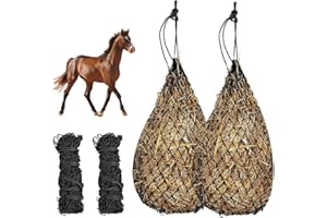SGZIOO 2 Stück Heunetz Für Pferde, Heunetz Engmaschig, Maschen 5 x 5 cm, Heusack für Pferde Robustes, Füllmenge 10 KG, Heunetz für Pferde Ziegen Schafe, Verbessert Verdauung & Wohlbefinden, Unterwegs