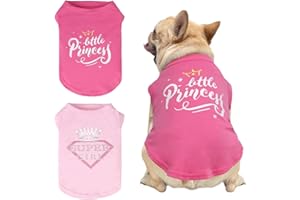 KOOLTAIL Girl Dog Clothes for Small Medium Dogs-2 Pack Summer Dog Vest Shirt with Printing, Soft Breathable Cotton Pet T Shirt Apparel for Frenchi Bulldog,Puppy,Cats, Pink+Rose