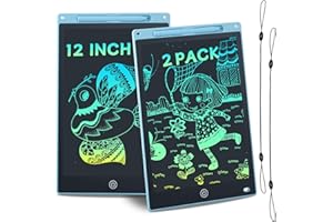 DCV 12 Inch LCD Writing Tablet, 2 Pack Colorful Drawing Tablet Writing Board with Lock&Delete Function, Doodle Scribbler Pad Educational Toys for Kids Age 2-9 Year Old Girls Boys- Blue