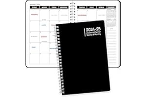 KMQOY 2024-2025 Academic Diary Planner -Diary 2024-2025 A5 Week to View Academic Planner Jan 2024- Dec 2025, Weekly and Monthly Planner with Flexible Cover, Twin-wire binding, Black (15 x 21cm)