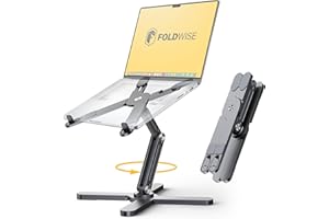 FoldWise X Premium Laptop Stand for Desk - 100% Aluminium, Portable & 360° Rotating - Adjustable Height & Angles Laptop Riser - Sturdy & Foldable MacBook Stand Compatible with All 11-18” Devices