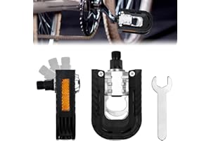 VGECEE 2 Pedali Bici con 1 Chiave Pedali Bici, Pedale Pieghevole per Bicicltte 9/16" Antiscivolo Pedale Per Bicicltte Alluminio Piastre MTB Flat Pieghevoli con Superficie Antiscivolo e Riflettori
