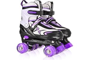 DUZSKJ Verstellbare Einstellbare Kinder Rollschuhe für Jungen Mädchen Kinder Anfänger, 4 Größen Rollschuhe für Kleinkind kleine/große Kinder