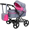 Mamas & Papas Grey & Pink Ultima Toy Pram | Includes Matching Changing Bag | Kids Charcoal & Pink Pushchair Travel System | Adjustable Hood Pram & Pushchair Toy | Perfect for Kids Ages 3+