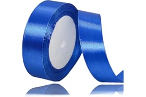 ALOHOVME Nastri Blu 25mm, 23 metri Nastro di Raso Blu per l'imballaggio di regali, Artigianato fai da te, Bows Making, Mazzi di fiori, Palloncini, Festa nuziale e Decorazioni per torte