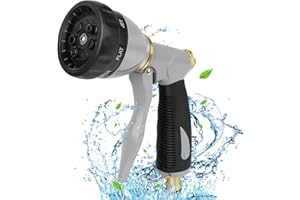 DINGBLUE Metal Hose Pipe Spray Gun, Heavy Duty Garden Hose Spray Gun, High Pressure Hose Nozzle with 8 Spray Patterns, Non-Slip Grip for Watering Plants & Lawns, Washing Cars & Pets