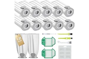 Aiuuee 12 Sacchetti per Folletto VK7 VK7S FP7 FP7S, 12 Sacchetti per Folletto fp7 + 2 Filtro Motore + 3 Spazzolini+1 Cacciavite+ 6 in 1 Profumatori, Kit di Accessori per Folletto VK7 FP7