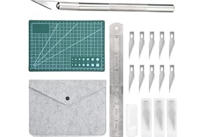 TWOBUD Craft Cutting Tools Knife Set with Storage Bag, 24 Pcs Exacto Carving Hobby Knife Includes Cutting Mat, Stencil Knife, Steel Ruler Tweezers for Paper/Modelling/Quilting/Sewing/Scrapbook/Fabric