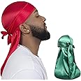ForceWave 2 Pieces Silky Durag Pack for Men Women Waves, Premium Satin Deluxe Du-rag