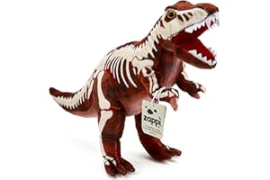 Zappi Co Dziecięce miękkie, przytulne zwierzątko – idealny, miękki towarzysz zabaw dla dzieci w stylu z nadrukiem (długość 33 cm) (dinozaur tyranozaur)