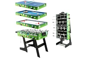 HLC 4 In 1 Multi Sport Game Combination Table Set for Kids Table Tennis Table, Pool Table, Table Football, Slide Hockey for Family Parent-child Interactive for Kids (4ft, 1.2m)
