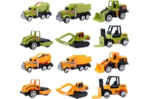 Pilikoll 12 Piezas Mini Vehículos de Construcción de Aleación Coches y Camión de Juguete Camiones de Construcción Juguetes para Niño y Niña