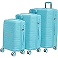 ROMEING Tuscany 20, 24, 28 inch, Set of 3, Polypropylene Luggage, Hard Sided, (Light Blue 55, 65, 75 cms) Small Medium Large Trolley Bag | 8 Spinner Smooth Wheels | TSA Lock | Unbreakable Men & Women
