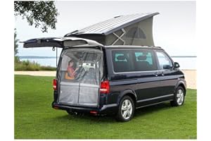 ETOMVOOP T5 Auto Heckklappe Flügeltür Sonnenschutz, 180 * 150 cm Magnetisch Schwarz Mesh Moskitonetz, Fliegengitter Kofferraumabdeckung, Kofferraumabdeckung für Dach T4 T6 Wohnmobil Wohnwagen Camping Zubehör