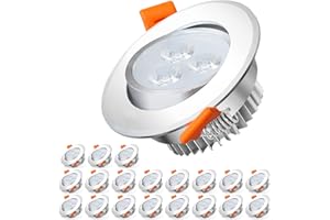‎SONNEWELT Sonnewelt LED spot Einbaustrahler 230V 20 Stück x 3W Kaltweiß LED deckenleuchte Spots schwenkbar energieeffizient Deckenspots flach Einbauleuchten fr Badezimmer Kche Wohnzimmer Korridor