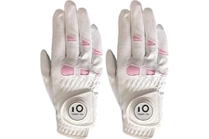 FINGER TEN - Guantes de Golf de Piel para Mujer, con Marcador de Bolas, Mango de cabretta Suave, Talla S, M, L, XL