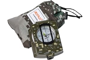 AOFAR Boussole militaire AF-4580 avec vue lensatique, étanche et résistante aux secousses avec calculateur de distance, pochette pour le camping, la randonnée