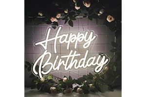 FESPCJ El logotipo de neón de cumpleaños feliz se puede reutilizar con el decorado de fiesta de cumpleaños LED blanco cálido operación USB para la fiesta de fondo pared del dormitorio 5v, 16.5 "* 11"