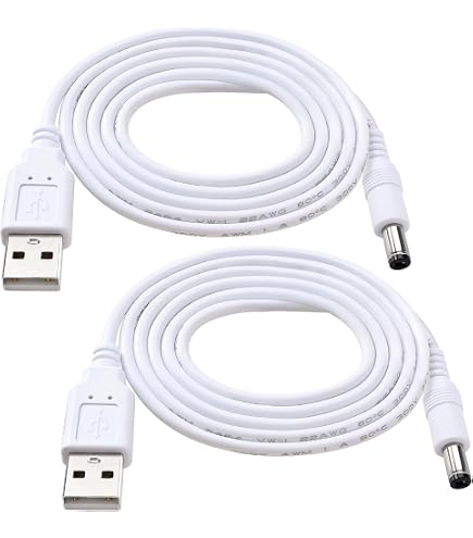 QUARKZMAN Cavo Alimentazione USB A DC 5V – 0,3 M – Spina 5,5x2,5 Mm – 2 Pezzi