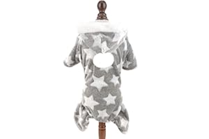 SMALLLEE_Lucky_Store Pyjama à Capuche Super Doux en Polaire pour Petits Chiens Chats, étoilesPull, Manteau d'hiver Chaud pour Chiotvêtements, Caniche, Shih Tzu, Carlin