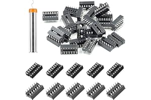 Youmile 50 piezas 14 Pin DIP IC Socket 2.54mm pitch IC Socket Adapter Solder Type Flat Pin IC Componentes de con pluma de alambre de estaño para experimentos electrónicos DIY