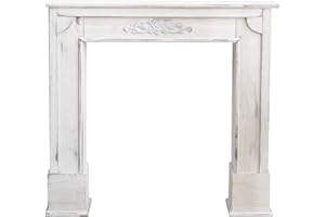 Rebecca Mobili Shabby decorative mantelpiece frame, decorative wooden fireplace, grey, vintage design, living room - Dimensions: 100 x 105 x 28 cm (HxWxD) - Art. RE4863