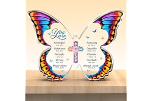 Gleevara Christian Gifts for Women, Inspirational Bible Verse Christian Gifts for Mum Mothers Day Birthday Baptism Christmas, Butterfly Shape Acrylic Plaque