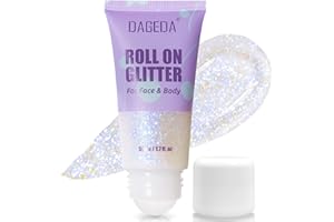 Prreal 50ml Roll-on Body Glitter, Holographic Face Glitter Gel for Eye Hair, Mermaid Sequins Festival Accessories, Chameleon Color Body Shimmer Glitters Face Paint Makeup Rave Outfits, Fantasy