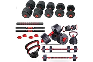 DUAS 6-in-1 Adjustable Dumbbell, Barbell & Kettlebell Weights Set | 10kg to 50kg Weights | Customisable Strength Training for Home Gym & Fitness Workouts