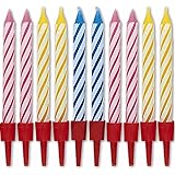 Unique Party 1915C - Striped Birthday Candles in Holder, Assorted Pack of 20