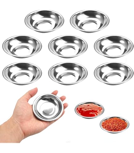 Jicyor Zilverkleurige roestvrijstalen dipschaaltjes, 6 stuks zilverkleurige roestvrijstalen dessertkommen snackschalen ronde dipschaaltjes, prachtig vervaardigd en een goede keuze voor tafelservies
