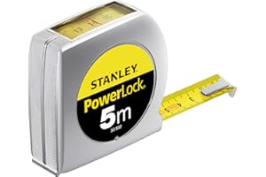Stanley 0-33-932 mètre 5 m x 19 mm Powerlock Fabriqué en France - Lecture Directe - Ruban Large - Revêtement Blade Armor et mylar - Crochet 3 Rivets - Boitier Abs Antichoc - Blocage de Ruban