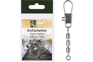 ‎ZITE Zite Fishing Dreifach-Wirbel Set 3 Größen Forellen-Wirbel Sbirolino-Angeln 15 Stück Angel-Wirbel als Angel-Zubehör