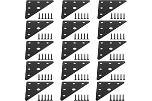 JTTXIU Płyta montażowa, płaskie łączniki, 15 szt., trójkątna płyta perforowana, płyta łącząca, płyta przykręcana do kuchni, szafy, nóżki meblowe, 70 x 70 x 95,8 mm