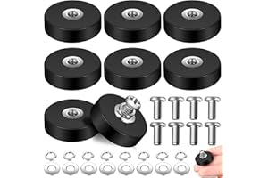 Tatxmalv 8 Pièces Aimants en Néodyme, 22 mm Aimants avec Trou, 5.5 kg Force de Maintien avec Vis Filetées et Coussinets en Acier Antidérapant Aimant à Visser pour Base de Montage (Noir)