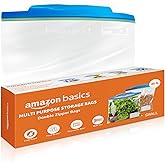 Amazon Basics - Multipurpose Storage Duble zipper Bags | 45 Count | Small | 21.3 x 20.5 cm