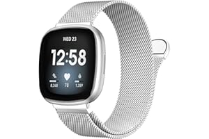 Issinlky Bracelet en Métal Compatible avec Fitbit Versa 3/4, Sense 2/Sense - Remplacement en Acier Inoxydable pour Smartwatch