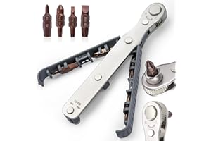 OSDUE Zestaw minikluczy z grzechotką, 1/4″, wkrętak odwracalny o wysokim momencie obrotowym, do gwintu krzyżakowego, szczelinowego, sześciokątnego, Torx, do ciasnych przestrzeni, 5 szt.