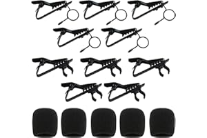 SWYSGS Kit de remplacement de 15 pinces de microphone à col rabattu, 5 pinces de microphone à col rabattu, 5 housses de mousse de pare - brise et 5 pinces de microphone à col rabattu annulaires