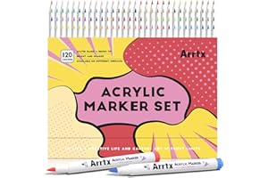 ‎ARRTX Arrtx Akrylowe pisaki do kamieni, wodoodporne, 120 kolorów, marker akrylowy, do malowania skalnego, drewna, płótna, kamienia, szkła, ceramiki, tkanin, rękodzieła i akcesoriów artystycznych, opakowanie