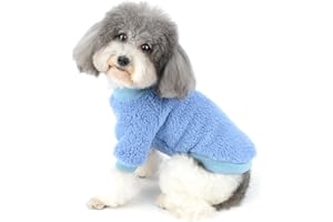 Zunea Abrigo para Perros Pequeños Invierno Cálido Jerséis Forro Polar Sherpa Cachorros Suéter Mascotas Chaqueta Chihuahua Gatos Ropa para Clima Frío Azul Oscuro S
