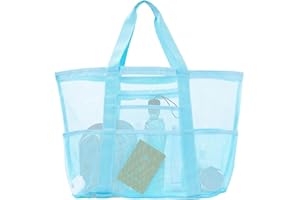 HARNYLOOM Mesh Beach Bag, Beach Bags for Women Large Tote Extra Travel Accessories Picnic Summer Vacation Gym Holiday Foldable Swimming Outdoor Shopping Grocery Shoulder Bag