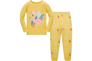LANGUBABY Kinder Mädchen Schlafanzüge Einhorn Langarm 100% Baumwolle Nachtwäsche Winter Weihnachten Pyjama Set Größe 92-152, 1-12 Jahre