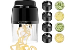 VIHOOM Spiralizzatore di Verdure - 4 in 1 Taglia Verdure a Spaghetti Verdure Spiralizer - Spirale Manuale Tagliaverdure Julienne per Pasti Vegani a Basso, Spaghetti di Verdure, Zucchina, Cetriolo, Carota