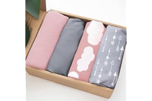 SPRINGSPIRIT Next to Me Crib Sheets 4 Pack, Ultra Soft Fitted Sheets 83x50cm, Compatible with Chicco Next2Me & Tutti Bambini Cozee Mattress, Pink Cloud