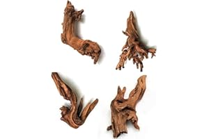 YZHZOM 4-teilig. kleinen natürlichen Treibholz für Aquarien, 7,6-15 cm, sorgfältig ausgewähltes natürliches Aquarium-Dekor, Treibholz für Reptilienbecken, Reptilienbecken, Holzdekor